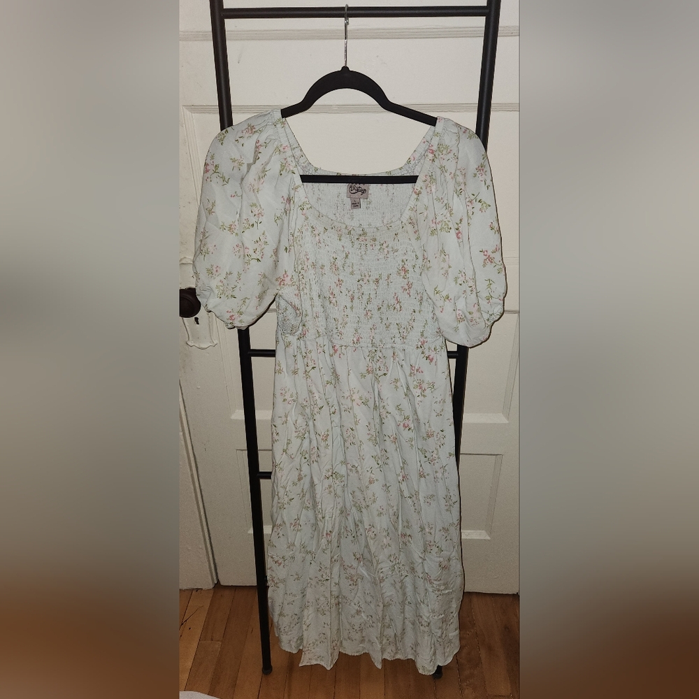 Mint green flower summer dress